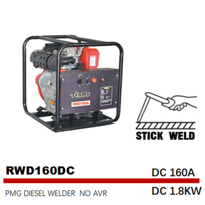160A Stick Welding Generator DC 1.8kw PMG ديزل متوسط ​​التردد