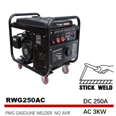 AC 3kw 250 Amp لحام مولد قوس متوسط ​​التردد 531cc الإزاحة