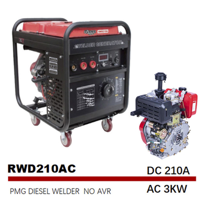 75V 210A Arc DIESEL بالطاقة اللحامون محرك 25L خزان متوسط ​​التردد