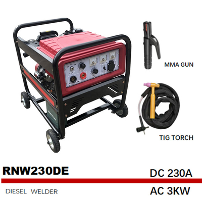 وافق CE 230A PETROL Arc Gen Welder DC 1.6kw خزان صغير RNW230DE
