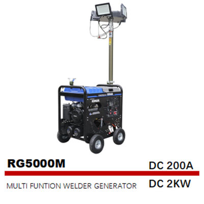 5000W 50Hz 4 In I Multi Function Welders Air Compressor Lighting Tower Generator